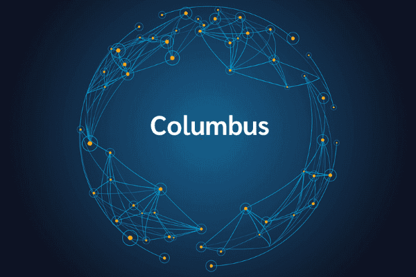 product name on an abstract blue and yellow background