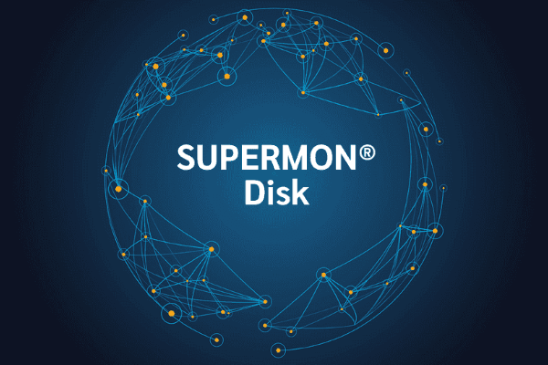 product name on an abstract blue and yellow background