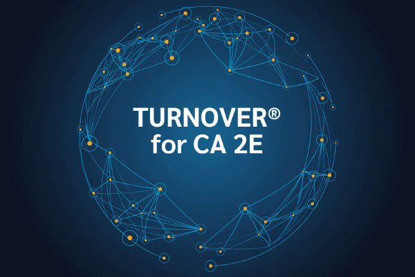 product name on an abstract blue and yellow background